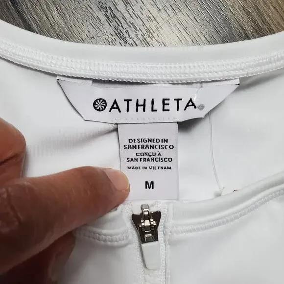 ATHLETA Women Size Medium Ace Tennis Golf White Dress 1/4 Zip Sleeveless NEW - Picture 3 of 14